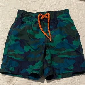 Gap Kids Camouflage Swim Shorts with Orange Drawstring